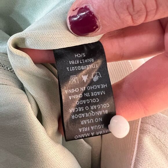 Blithe NWT White Green Open Back Sleeveless Cutout Halter Maxi Dress Small - Picture 10 of 12